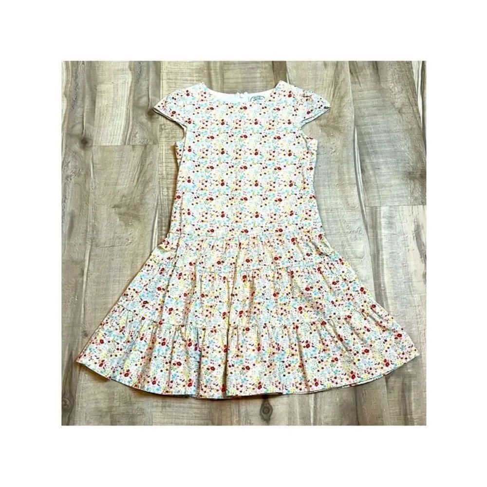 Laura Ashley tiered floral cotton poplin dress size 4/5